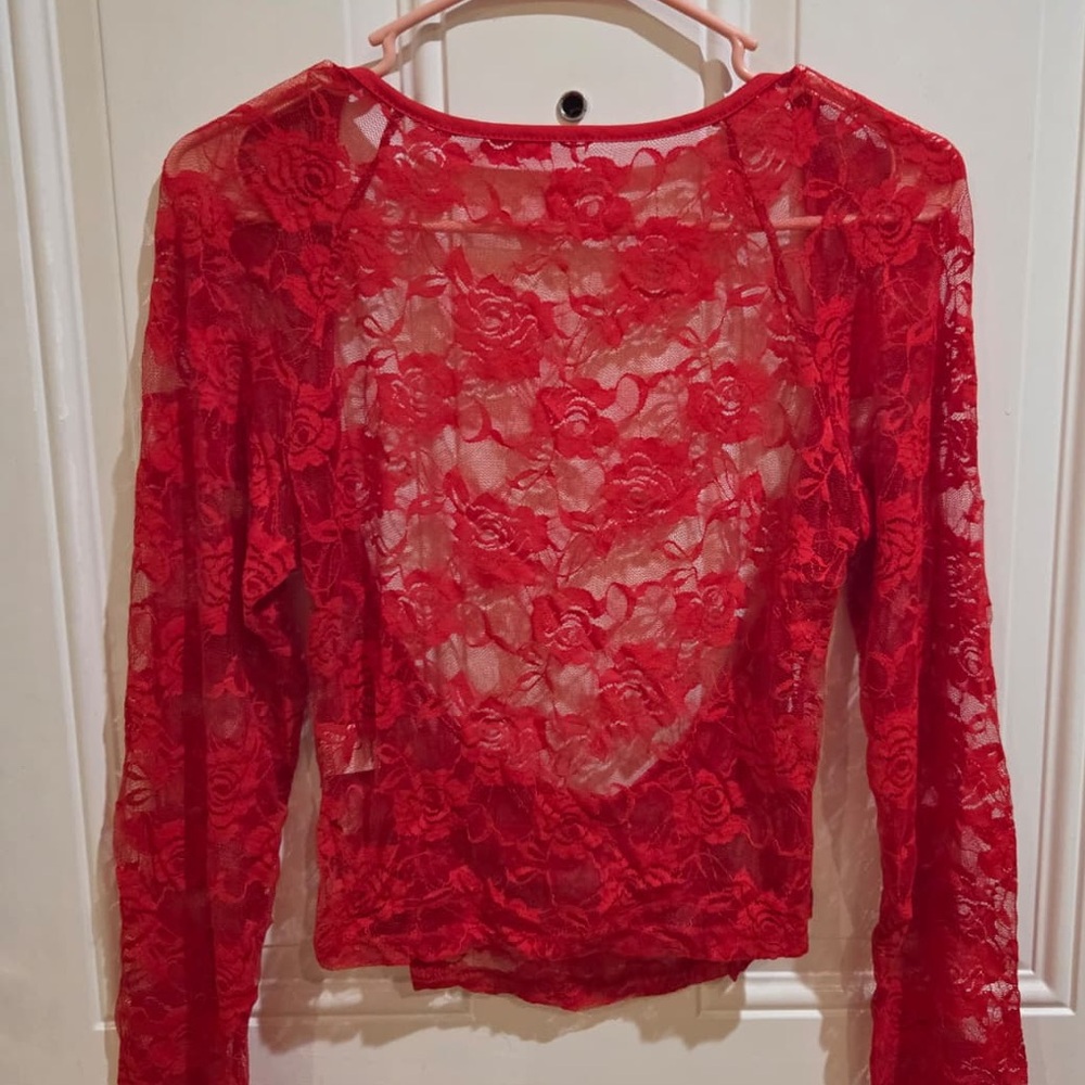 Elegant Red Lace Women’s Top